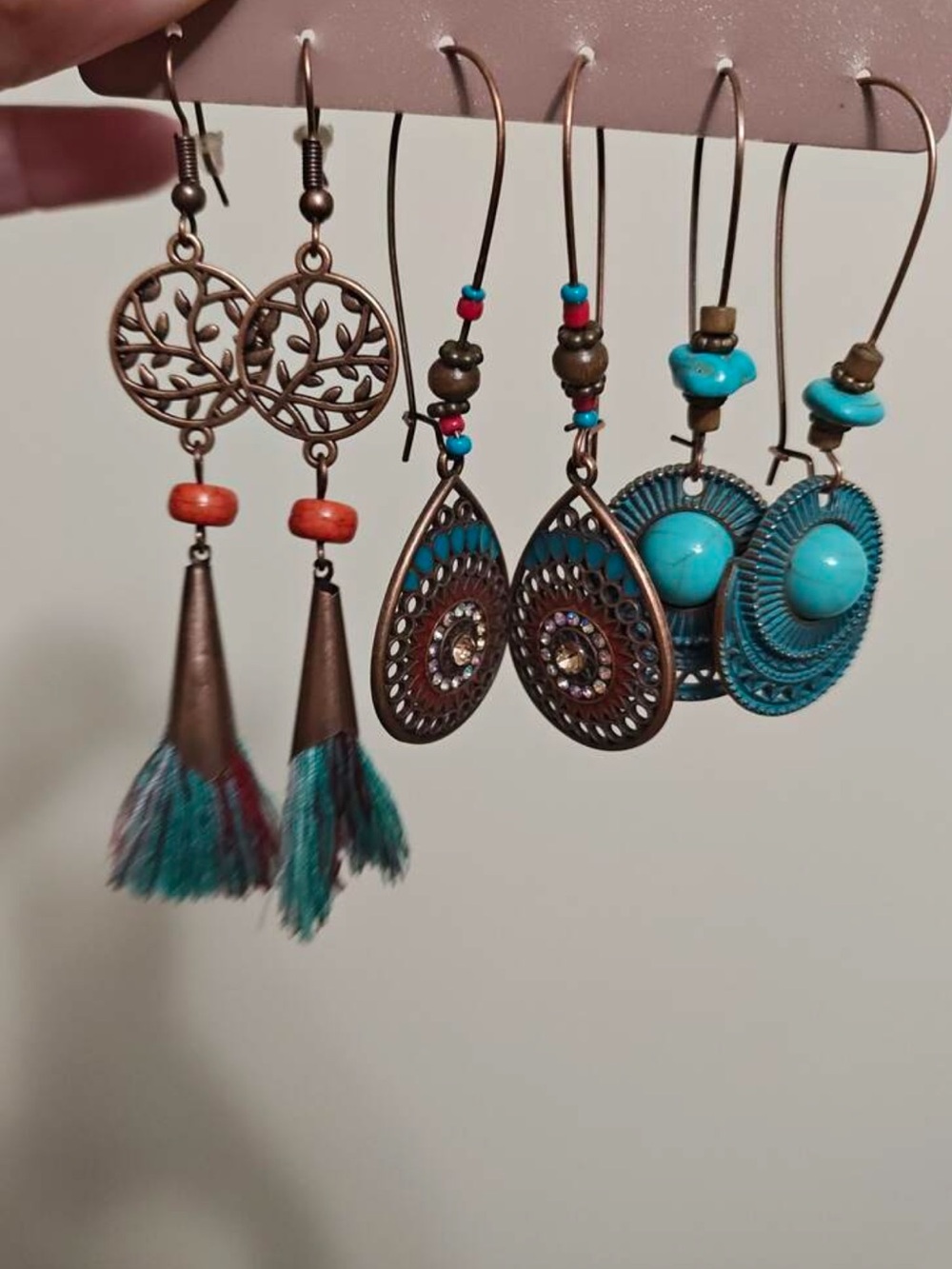 📿 SET OF 3 Dangle Earrings 📿 - Picture 2 of 3